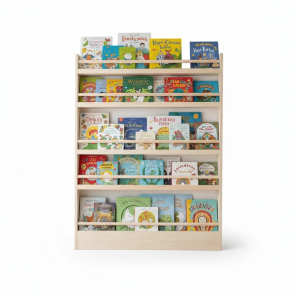 Slim Solid Pine Montessori Wall Bookshelf - Maximize Play Space