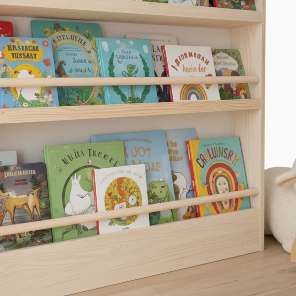 Slim Solid Pine Montessori Wall Bookshelf - Maximize Play Space