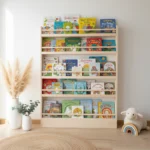 Slim Solid Pine Montessori Wall Bookshelf - Maximize Play Space