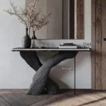 The Volcanic Abyss Console Table - A Sculptural Statement in Textured Wood