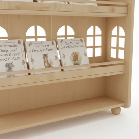 Whimsical House-Shaped Montessori Bookshelf2