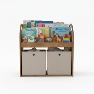 Wooden Montessori Bookshelf & Toy Organizer - Independence Made Easy