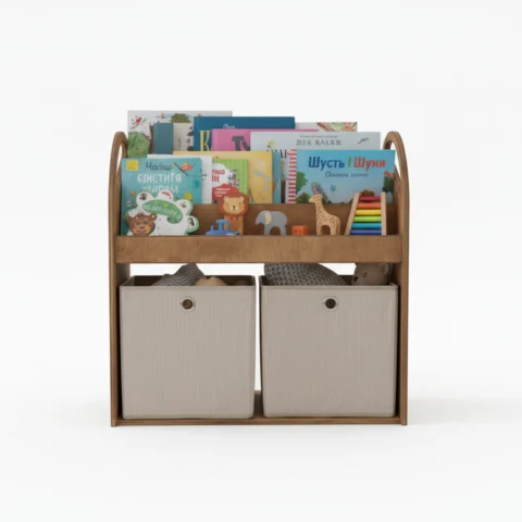 Wooden Montessori Bookshelf & Toy Organizer - Independence Made Easy