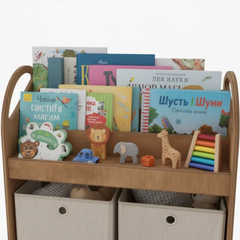 Wooden Montessori Bookshelf & Toy Organizer2