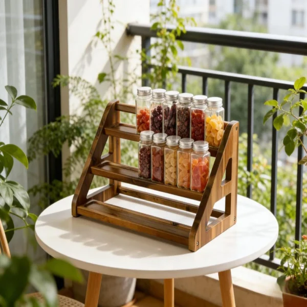 The Acacia Grand 3-Tier Spice Gallery – Handcrafted Solid Wood Countertop Organizer