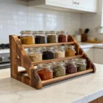 The Acacia Grand 3-Tier Spice Gallery – Handcrafted Solid Wood Countertop Organizer