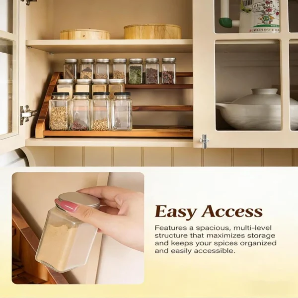 The Acacia Grand 3-Tier Spice Gallery – Handcrafted Solid Wood Countertop Organizer