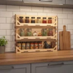 The Artisan 3-Tier Culinary Sentinel – Handcrafted Modern Wooden Spice Gallery
