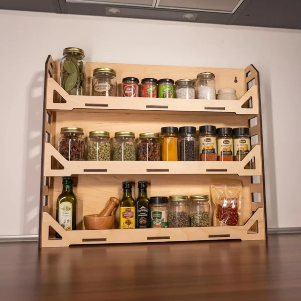 The Artisan 3-Tier Culinary Sentinel – Handcrafted Modern Wooden Spice Gallery