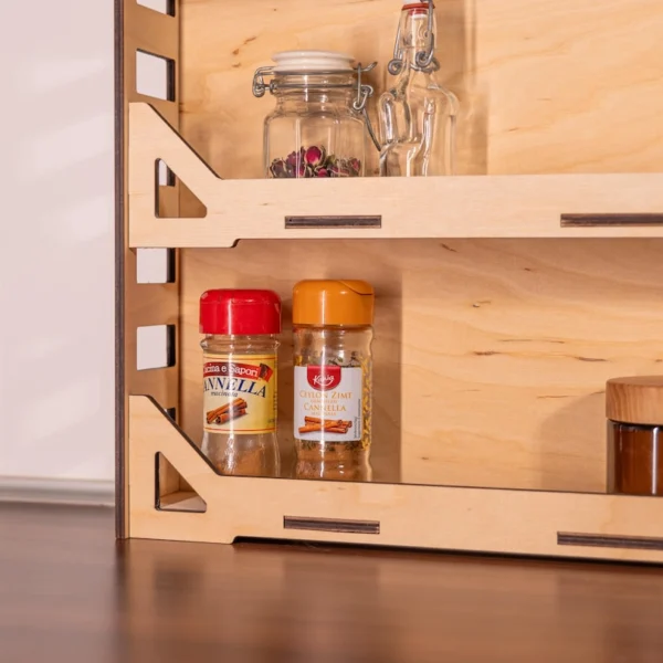 The Artisan 3-Tier Culinary Sentinel – Handcrafted Modern Wooden Spice Gallery