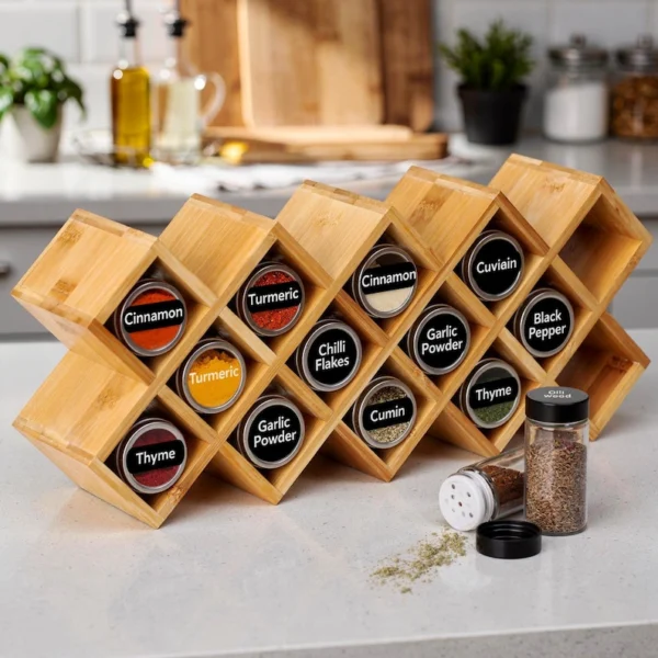 The Artisan Bamboo Cross-Hatch Sentinel – 18-Compartment Modular Organizer