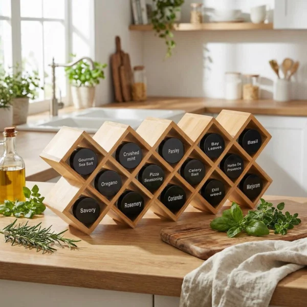 The Artisan Bamboo Cross-Hatch Sentinel – 18-Compartment Modular Organizer