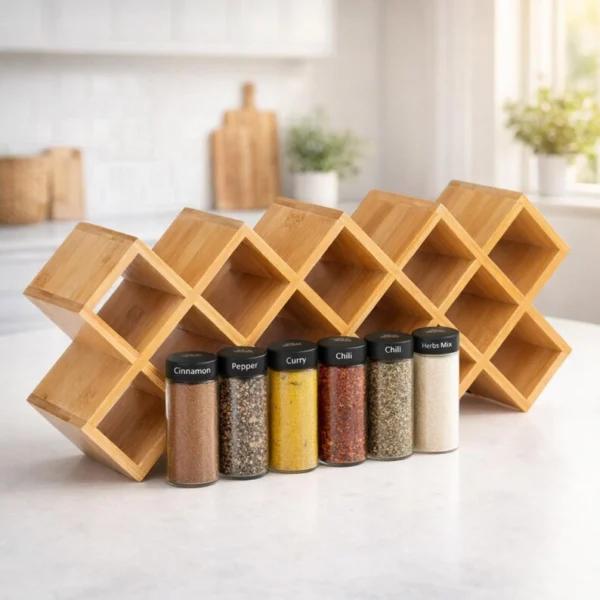The Artisan Bamboo Cross-Hatch Sentinel – 18-Compartment Modular Organizer