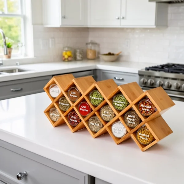 The Artisan Bamboo Cross-Hatch Sentinel – 18-Compartment Modular Organizer