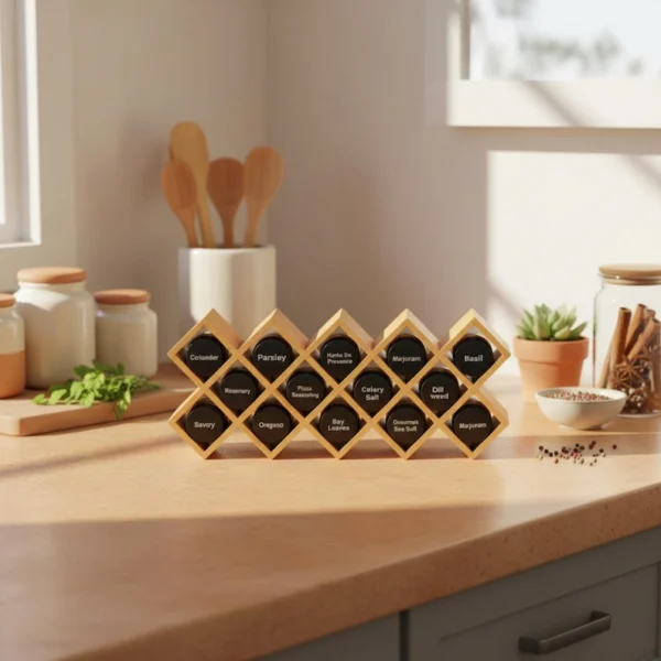 The Artisan Bamboo Cross-Hatch Sentinel – 18-Compartment Modular Organizer