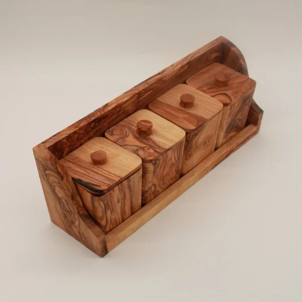 The Artisan Olive Wood Herb Gallery – Handcrafted Tunisian Countertop Sentinel