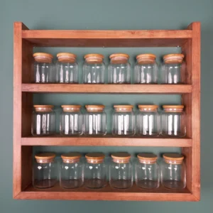The Artisan Pine Gallery – Handcrafted 3-Tier Wall-Mounted Spice & Coffee Station