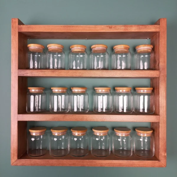The Artisan Pine Gallery – Handcrafted 3-Tier Wall-Mounted Spice & Coffee Station