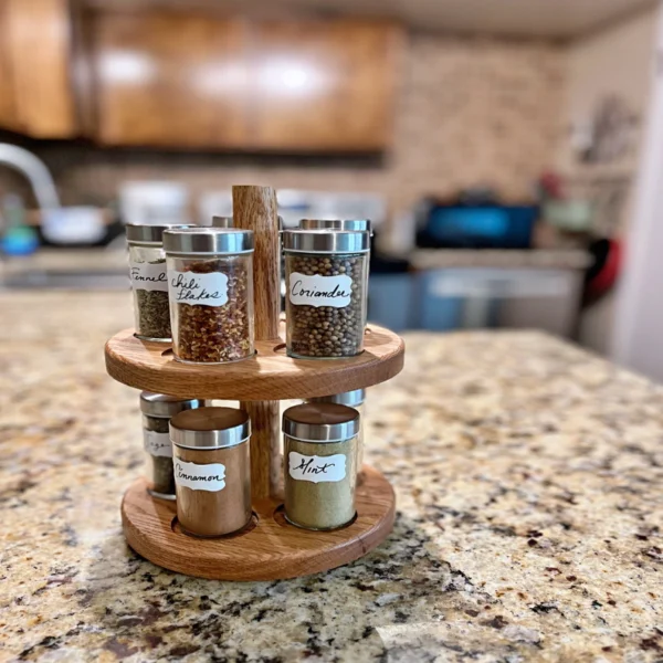 The Artisan Rotating Spice Tower – Handcrafted Solid Wood Carousel