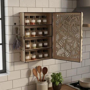 The Artisan Spice Sanctuary – Handcrafted Laser-Cut Wall Cabinet