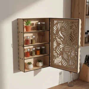 The Artisan Spice Sanctuary – Handcrafted Laser-Cut Wall Cabinet (5)