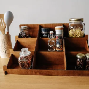 The Artisan Tiered Spice Sentinel – Handcrafted Wooden Countertop & Wall Organizer (1)