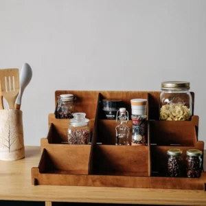 The Artisan Tiered Spice Sentinel – Handcrafted Wooden Countertop & Wall Organizer