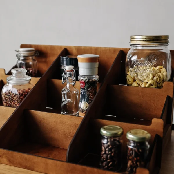 The Artisan Tiered Spice Sentinel – Handcrafted Wooden Countertop & Wall Organizer