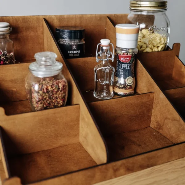 The Artisan Tiered Spice Sentinel – Handcrafted Wooden Countertop & Wall Organizer