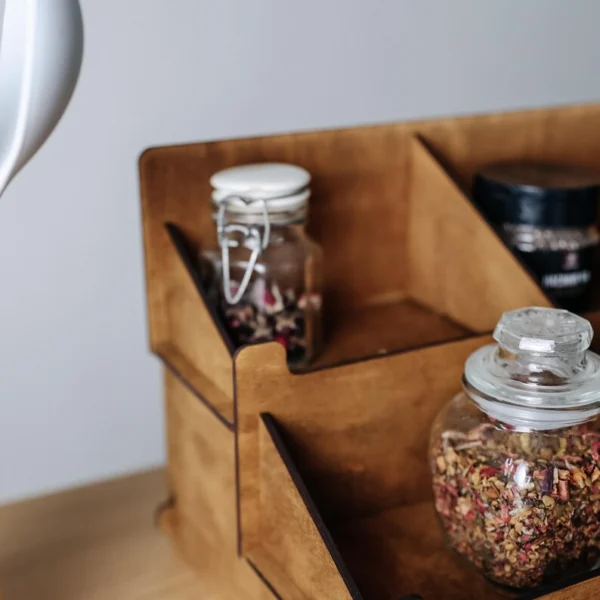 The Artisan Tiered Spice Sentinel – Handcrafted Wooden Countertop & Wall Organizer