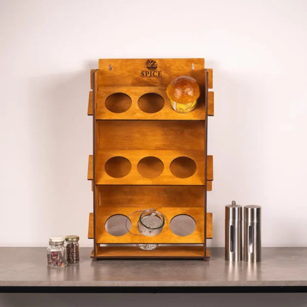 The Artisan Vertical Spice Gallery – Handcrafted Solid Wood Wall-Mounted Organizer