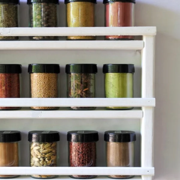 The Artisan Wall-Mounted Spice Gallery – Handcrafted Solid Wood Organizer