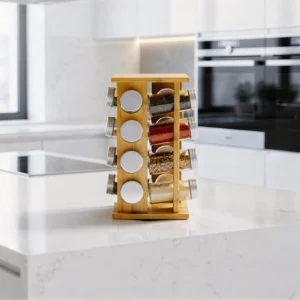 The Bamboo Zen Tower – 360° Rotating Professional Spice Organizer