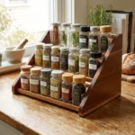 The Grand Acacia 3-Tier Spice Sentinel – Handcrafted Professional Countertop Organizer