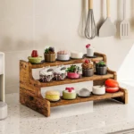The Heritage 3-Tier Spice Sentinel – Handcrafted Vintage Wood Countertop Organizer