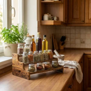The Heritage 3-Tier Spice Sentinel – Handcrafted Vintage Wood Countertop Organizer (2)