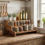 The Heritage 3-Tier Spice Sentinel – Handcrafted Vintage Wood Countertop Organizer