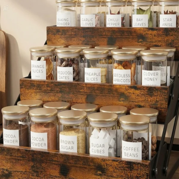The Industrial Farmhouse Spice Sanctuary – 3-Tier Foldable Rustic Wood & Metal Organizer