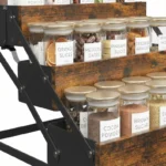 The Industrial Farmhouse Spice Sanctuary – 3-Tier Foldable Rustic Wood & Metal Organizer