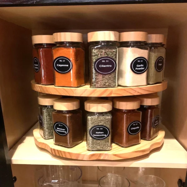The Rotating Artisan Spice Tower – 360° Solid Wood Kitchen Carousel