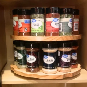 The Rotating Artisan Spice Tower – 360° Solid Wood Kitchen Carousel