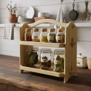 The Woodland Caddy – Handcrafted Solid Wood 2-Tier Spice Sentinel